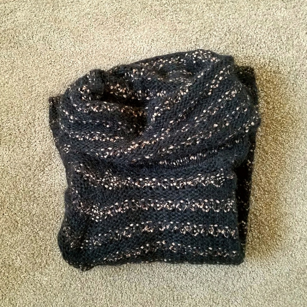 Black and brown cowl neck sweater